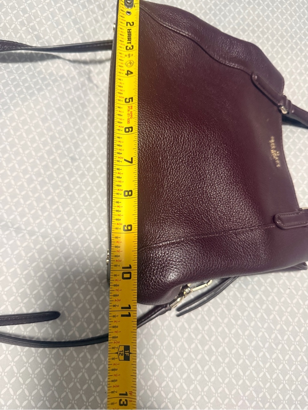 kate spade Deep Burgundy Pebbled Crossbody Leather Satchel with Top Handles - Picture 5 of 13